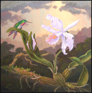G. B. Tate, "Orchids & Hummingbird"